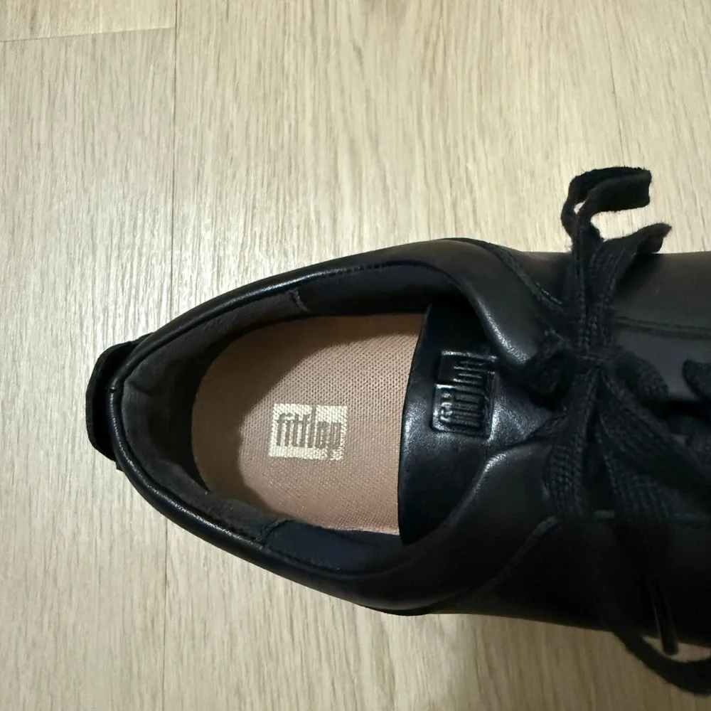 FitFlop Black Leather Comfort Sneakers Lace Up Walking Shoes Women US 8.5 EU 40 - Picture 9 of 12